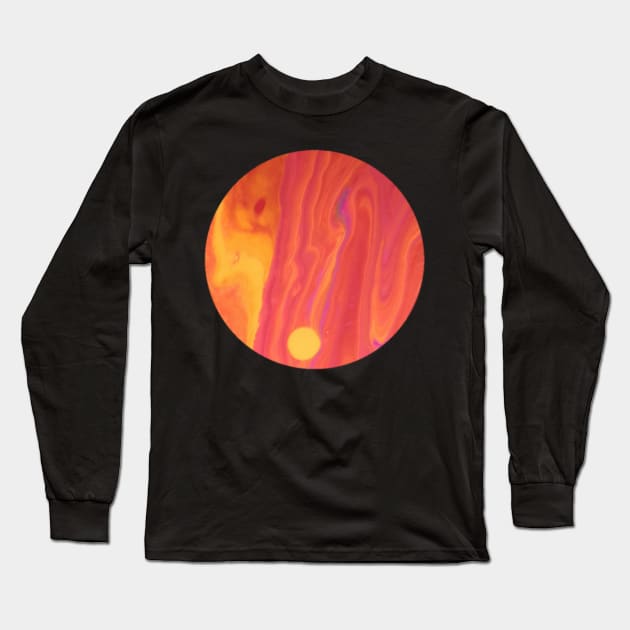 Warm Dutch Pour Acrylic Painting Long Sleeve T-Shirt by LukjanovArt